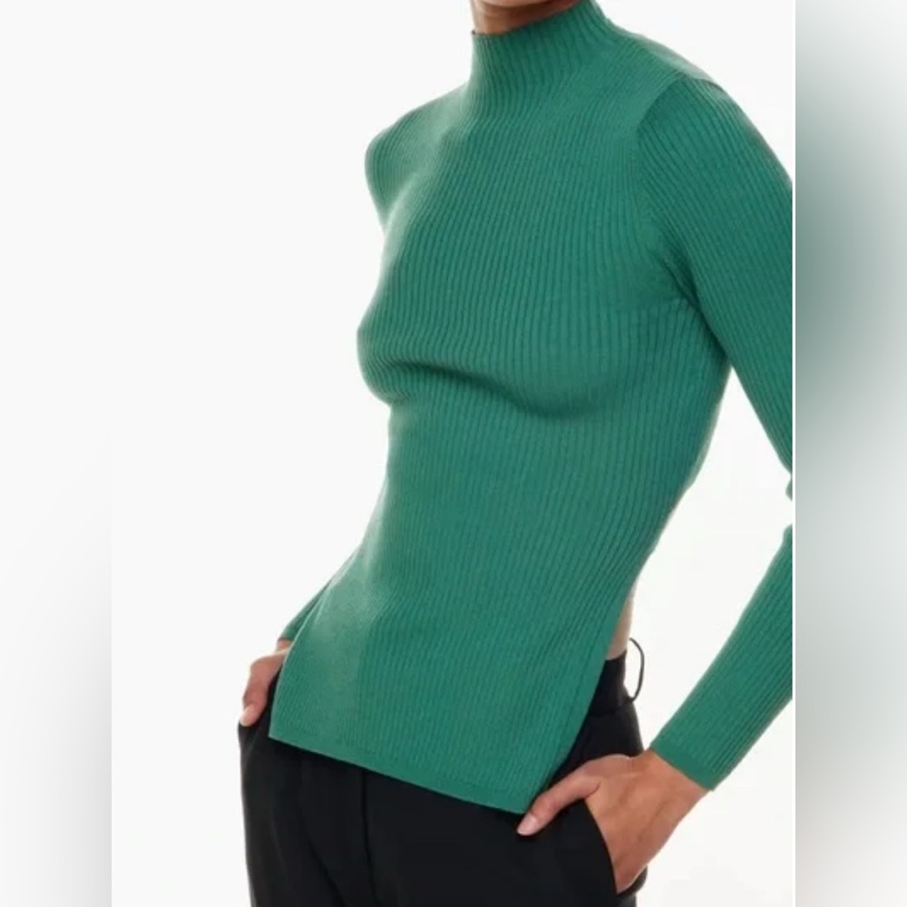 Babaton Teal Ribbed Knit Top